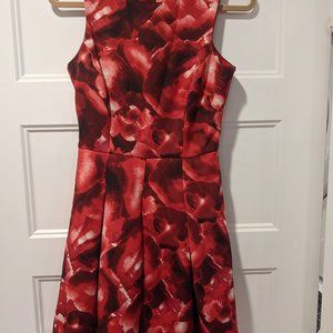 Red Abstract Flower Sleeveless Formal Dress